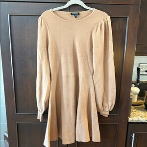 Express Camel Long Sleeve Dress